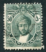 N°118-1913-ZANZIBAR-50C-VERT BLEU