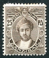 N°117-1913-ZANZIBAR-25c-BRUN 