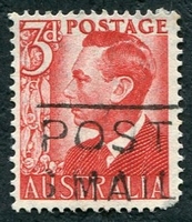 N°0173B-1950-AUSTRALIE-GEORGE VI-3P-ROUGE