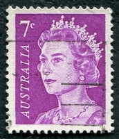 N°0449-1971-AUSTRALIE-ELIZABETH II-7C-LILAS ROUGE