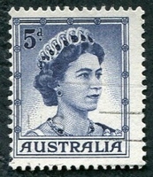 N°0253-1959-AUSTRALIE-ELIZABETH II-5P-BLEU FONCE