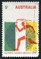 N°0376-1968-AUSTRALIE-SPORT-JO MEXICO-PORTEUR FLAMME-5C