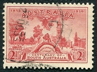 N°0107-1936-AUSTRALIE-ADELAIDE EN 1836 ET 1936-2P-ROUGE