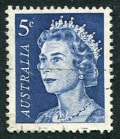 N°0323A-1966-AUSTRALIE-ELIZABETH II-5C-BLEU FONCE