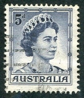 N°0253-1959-AUSTRALIE-ELIZABETH II- 5P-BLEU FONCE