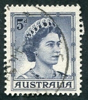 N°0253-1959-AUSTRALIE-ELIZABETH II- 5P-BLEU FONCE