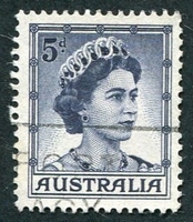 N°0253-1959-AUSTRALIE-ELIZABETH II-5P-BLEU FONCE