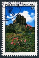 N°100-1974-POLYNESIE-PAYSAGE-10F