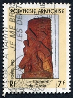 N°195-1983-POLYNESIE-SCULPTURE-CHEMIN DE CROIX-7F