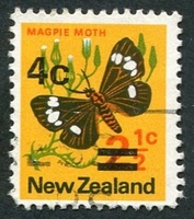 N°0539-1971-NOUVELLE ZELANDE-PAPILLON-MAGPIE MOTH 