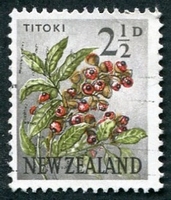 N°0386A-1960-NOUVELLE ZELANDE-FLEUR-TIKOTI-2P1/2