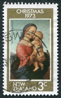 N°0596-1973-NOUVELLE ZELANDE-TABLEAU-VIERGE ET L'ENFANT-3C