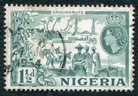 N°078-1953-NIGERIA-CULTURE ARACHIDES-1P1/2-VERT