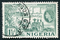 N°078-1953-NIGERIA-CULTURE ARACHIDES-1P1/2-VERT