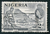 N°089-1956-NIGERIA-MINE ETAIN-2P-GRIS VIOLET
