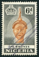 N°082-1953-NIGERIA-BRONZE-6P-NOIR ET BRUN ORANGE