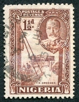 N°039-1936-NIGERIA-DRAGAGE DE L'ETAIN-1P1/2-BRUN