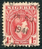 N°053-1938-NIGERIA-GEORGE VI-1P-ROSE ROUGE