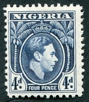 N°066-1944-NIGERIA-GEORGE VI-4P-BLEU NOIR
