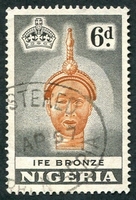 N°082-1953-NIGERIA-BRONZE-6P-NOIR ET BRUN ORANGE