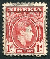 N°053-1938-NIGERIA-GEORGE VI-1P-ROSE ROUGE