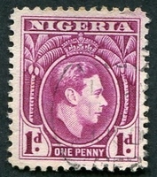 N°063-1944-NIGERIA-GEORGE VI-1P-LILAS