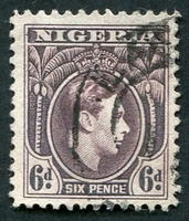 N°058-1938-NIGERIA-GEORGE VI-6P-BRUN VIOLET