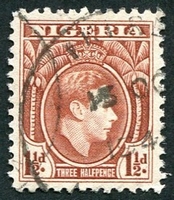 N°054-1938-NIGERIA-GEORGE VI-1P1/2-BRUN ROUGE