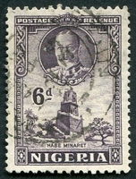 N°043-1936-NIGERIA-MINARET A HABE-6P-VIOLET BRUN