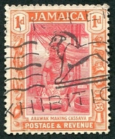 N°0105-1922-JAMAIQUE-FEMME ARAWAK-1P-ORANGE CARMIN