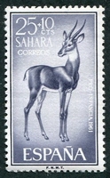 N°0177-1961-SAHARA ESP-FAUNE-ANTILOPE-25C+10C-VIOLET GRIS