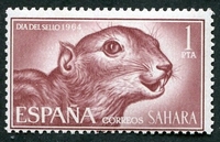N°0223-1964-SAHARA ESP-FAUNE-CASTOR-1P-ROUGE BRUN