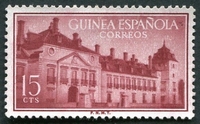 N°0369-1955-GUINEE ESP-PALAIS DU PRADO A MADRID-15C-CARMIN