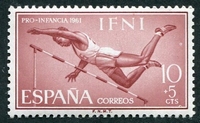 N°0150-1961-IFNI-SPORT-SAUT EN HAUTEUR-10C+5C-ROUGE BRUN
