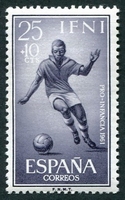 N°0151-1961-IFNI-SPORT-FOOTBALL-25C+10C-VIOLET GRIS