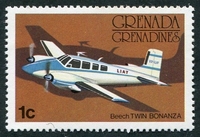N°0165-1976-GRENADINES-AVION-BEECH TWIN BONANZA-1C