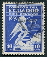 N°0365-1938-EQUATEUR-TRAFIC POSTAL-10C-OUTREMER