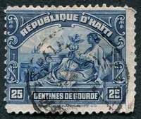 N°252-1920-HAITI-ALLEGORIE COMMERCE-25C-BLEU