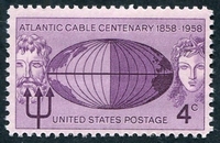 N°0648-1958-ETATS-UNIS-CENTENAIRE CABLE TELEGRAPHIQUE-4C