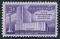 N°0613-1956-ETATS-UNIS-EXPO PHILATELIQUE-COLISEUM N YORK-3C