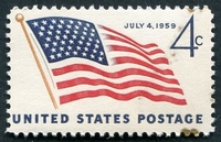 N°0671-1959-ETATS-UNIS-DRAPEAU ET FETE NATIONALE-4C