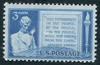 N°0529-1948-ETATS-UNIS-LICOLN ET LE MANIFESTE-3C-BLEU