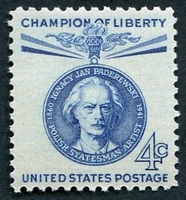 N°0697-1960-ETATS-UNIS-PADEREWSKI-COMPOSITEUR-4C-BLEU