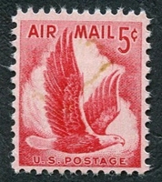 N°0048-1954-ETATS-UNIS-OISEAU-PYGARGUE-5C-ROUGE