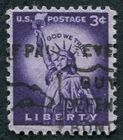 N°0581-1954-ETATS-UNIS-STATUE DE LA LIBERTE-3C-VIOLET