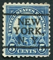 N°0232B-1922-ETATS-UNIS-ROOSEVELT-5C-BLEU