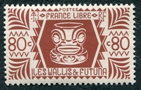 N°138-1944-WALLIS ET FUTUNA-SERIE DE LONDRES-80C-BRUN