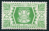 N°135-1944-WALLIS ET FUTUNA-SERIE DE LONDRES-25C-VERT JAUNE