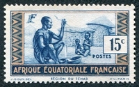 N°038-1937-AFRIQUE EQUAT FR-VILLAGE INDIGENE-15C