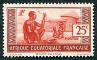 N°040-1937-AFRIQUE EQUAT FR-VILLAGE INDIGENE-25C